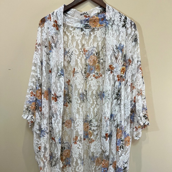 Cato Floral Lace Kimono Womens Sz 18/20 Festival Romantic Lingerie Stretchy Boho - Picture 1 of 9